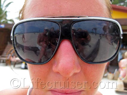 Sunglasses reflection at Alcudia Beach, Majorca, Photo Copyright Lifecruiser.com