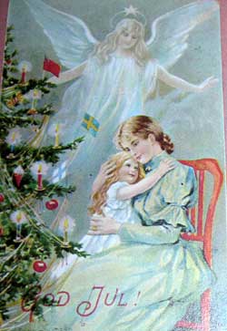 Jenny NystrÃ¶m xmas card with an angel 1900