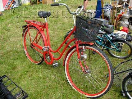 A red bicycle at an countryside auction at Lauters, Fårö island, Gotland, Sweden, Copyright Lifecruiser.com
