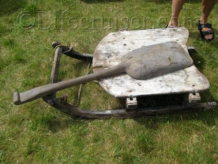 An old sledge at an countryside auction at Lauters, Fårö island, Gotland, Sweden, Copyright Lifecruiser.com