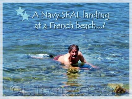 Renny swims at Bandol beach, Provence, France, Copyright Lifecruiser.com