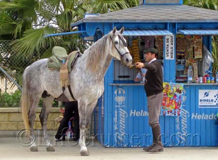 Romeria San Jose Rider with Horse at Sanlucar kiosk, Photo by Lifecruiser