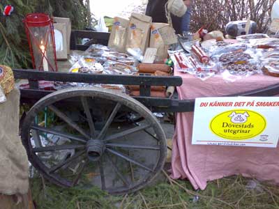 Christmas stall with sausages