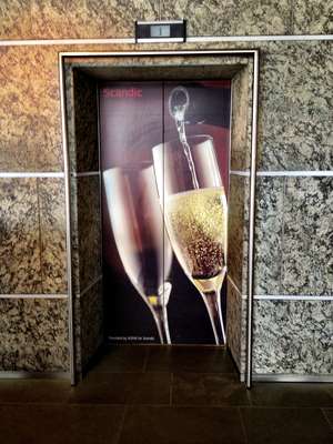 Finland, Helsinki: Scandic Hotel Elevator Champagne Doors