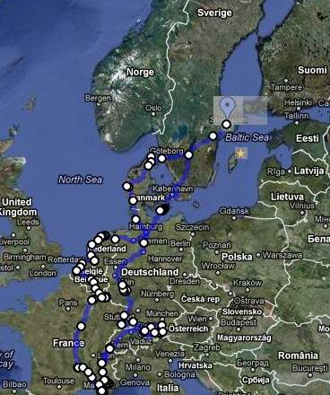 Lifecruiser Europe Roadtrip Route Map 2012 